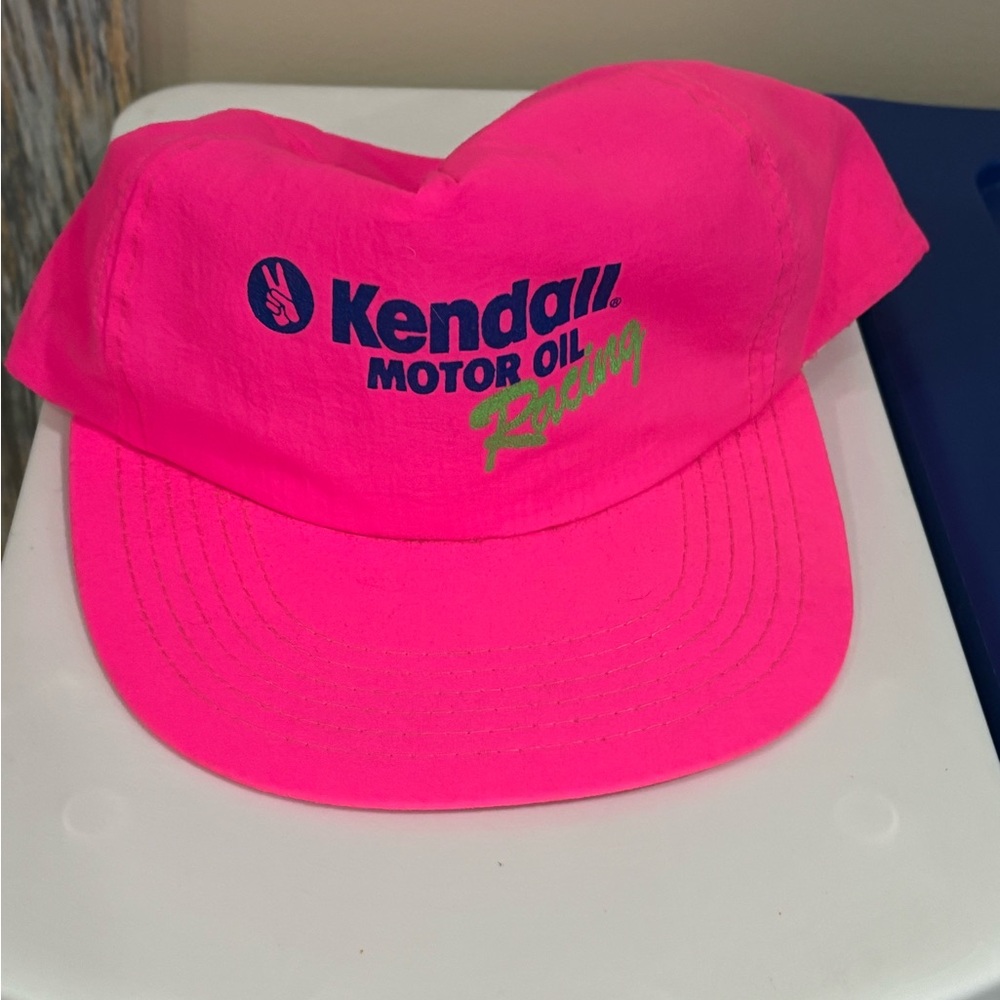 Vintage Kendall Motor Oil Racing Neon Pink Cap Hat